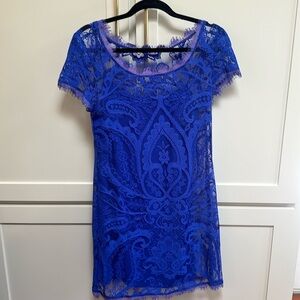 Blue lace dress with slip